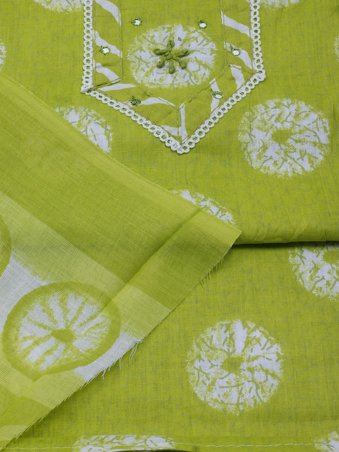 Printed Cotton Blend Unstitched Suit With Dupatta