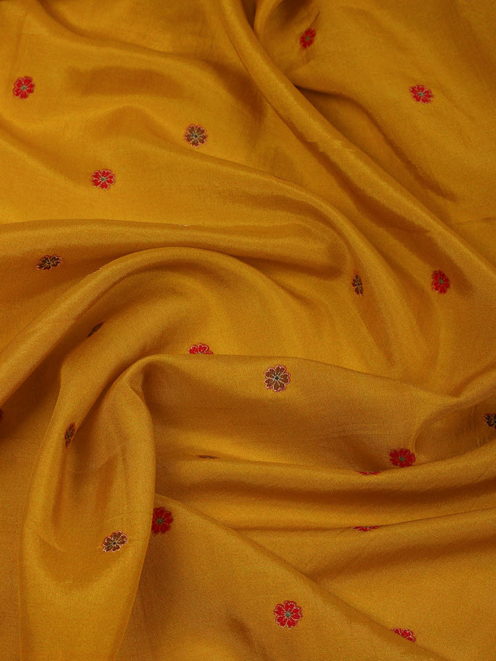 Printed Dola Silk Mustard Saree