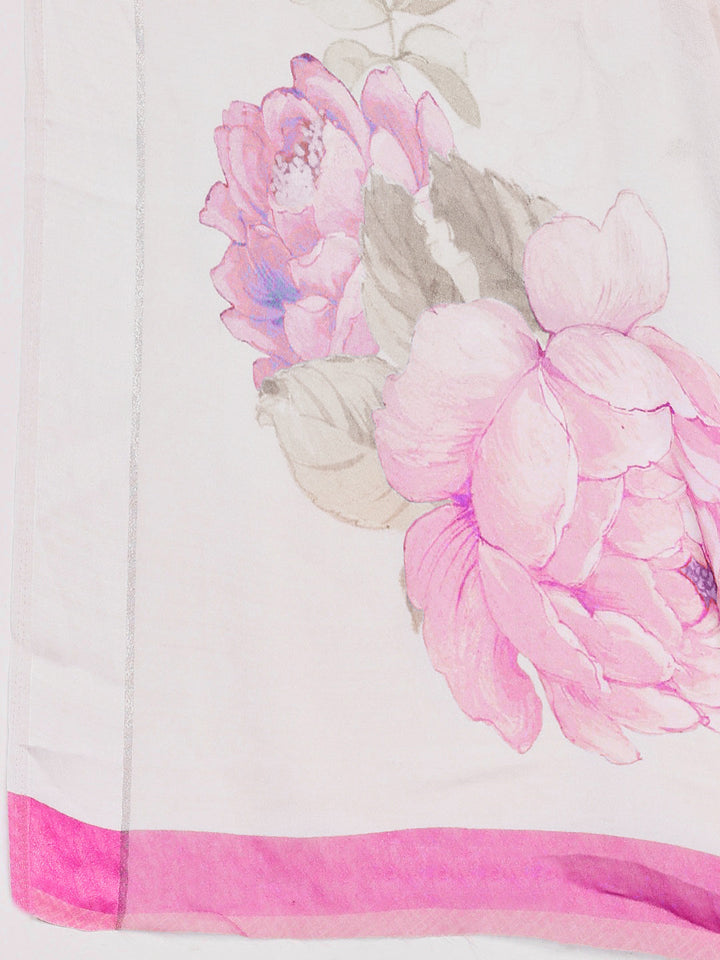 Floral Printed Crepe Saree