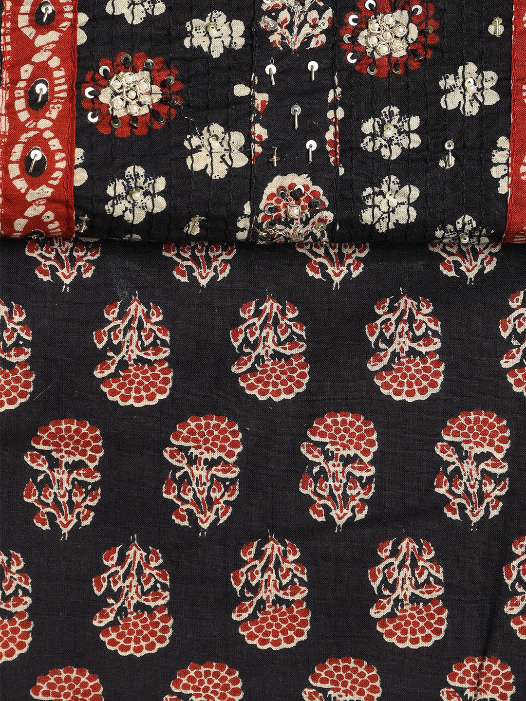 Printed Cotton Blend Unstitched Suit With Dupatta
