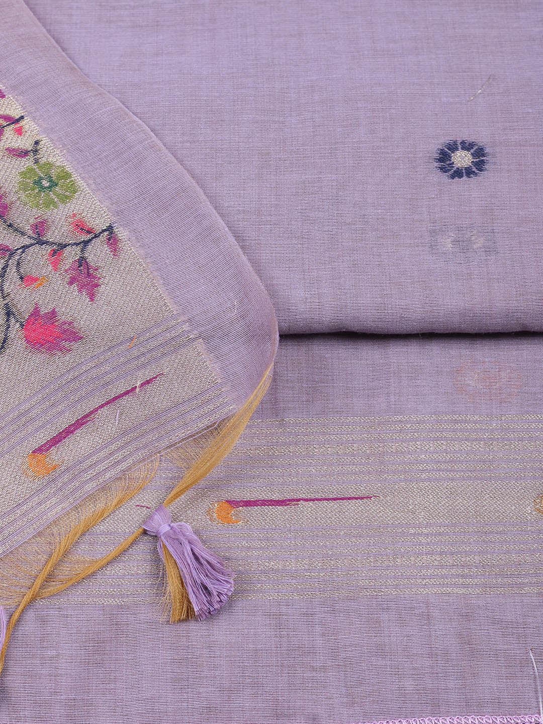Embroidered Chanderi Unstitched Suit With Pant &amp; Dupatta
