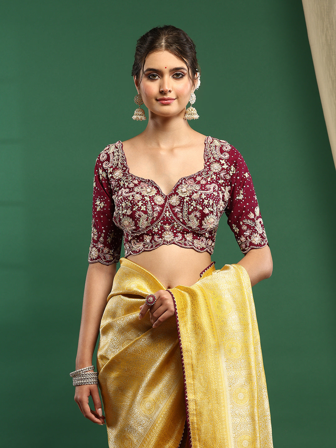 Embroidered Dola Silk Saree