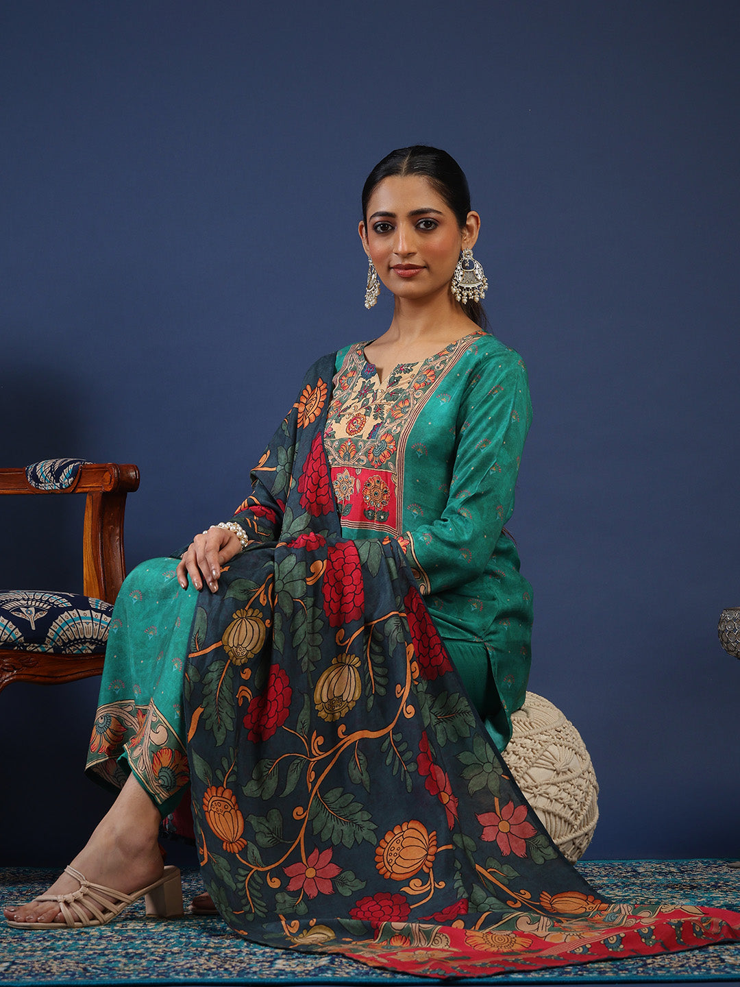 Printed Muslin Kurta With Pant &amp; Dupatta