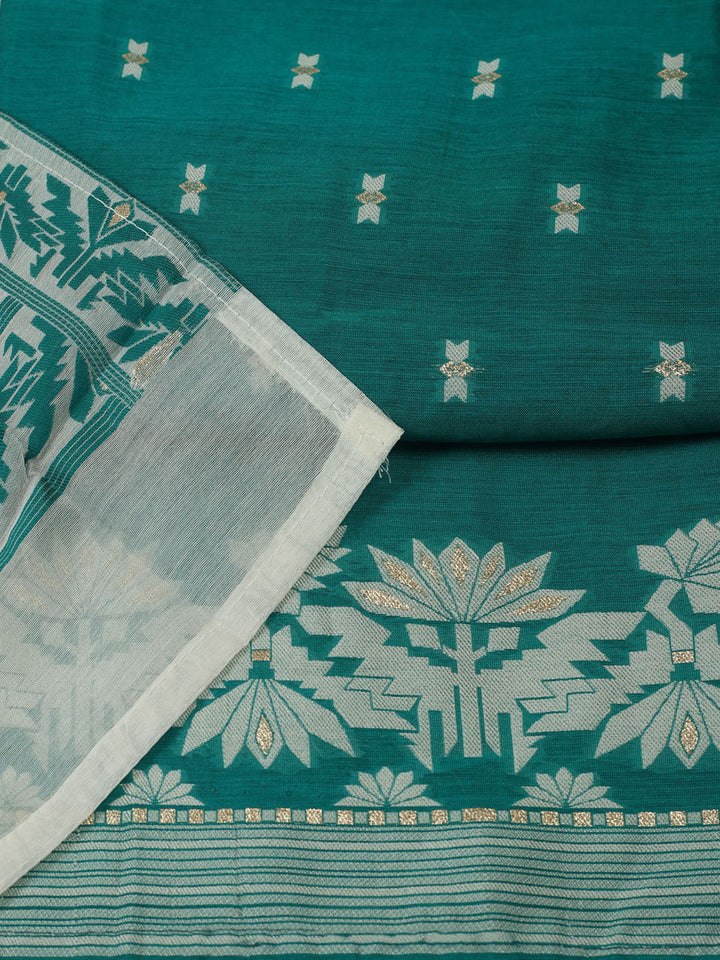 Embroidered Chanderi Unstitched Kurta With Pant &amp; Dupatta