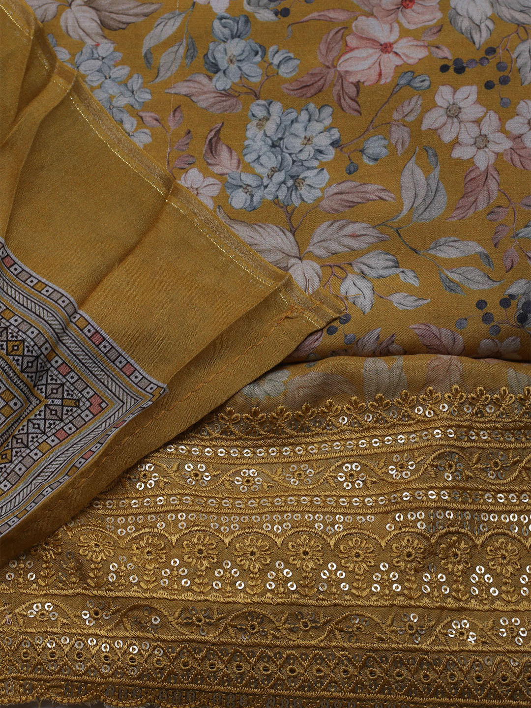 Printed Muslin Unstitched Suit With Dupatta