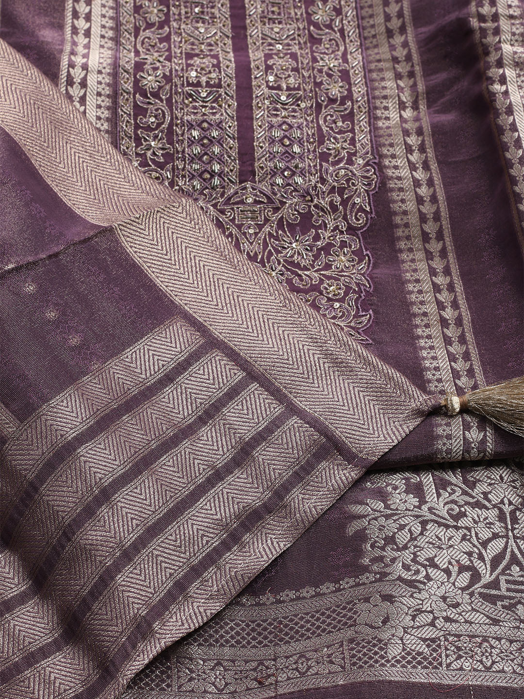 Embroidered Tissue Unstitched Suit With Dupatta