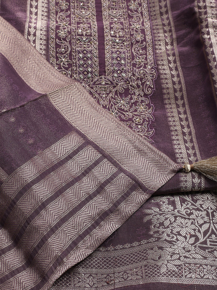 Embroidered Tissue Unstitched Suit With Dupatta
