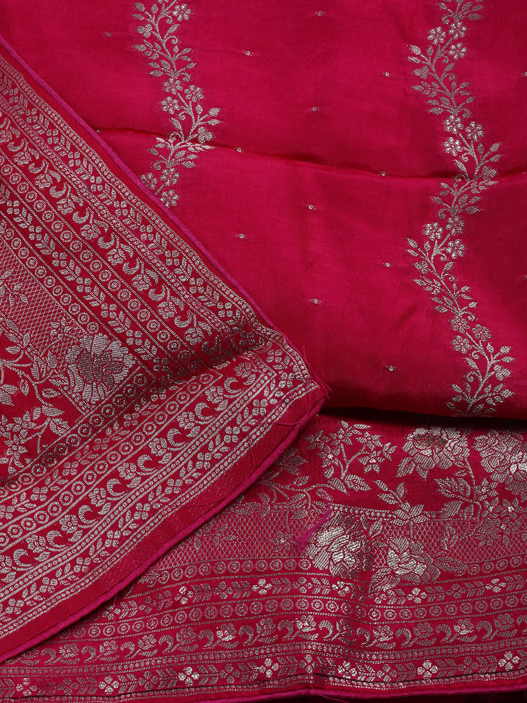 Embroidered Art Silk Unstitched Suit With Dupatta