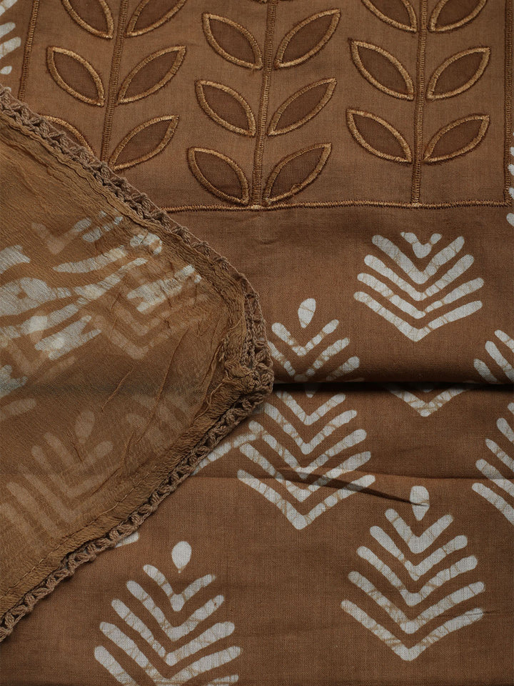 Printed Cotton Blend Unstitched Kurta With Pant &amp; Dupatta