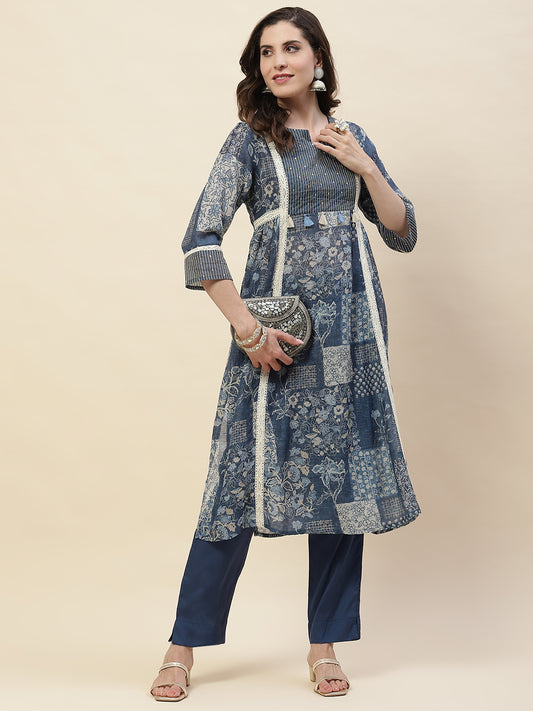 Printed Cotton Kurta With Pants