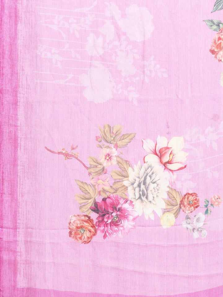 Floral Printed Crepe Saree