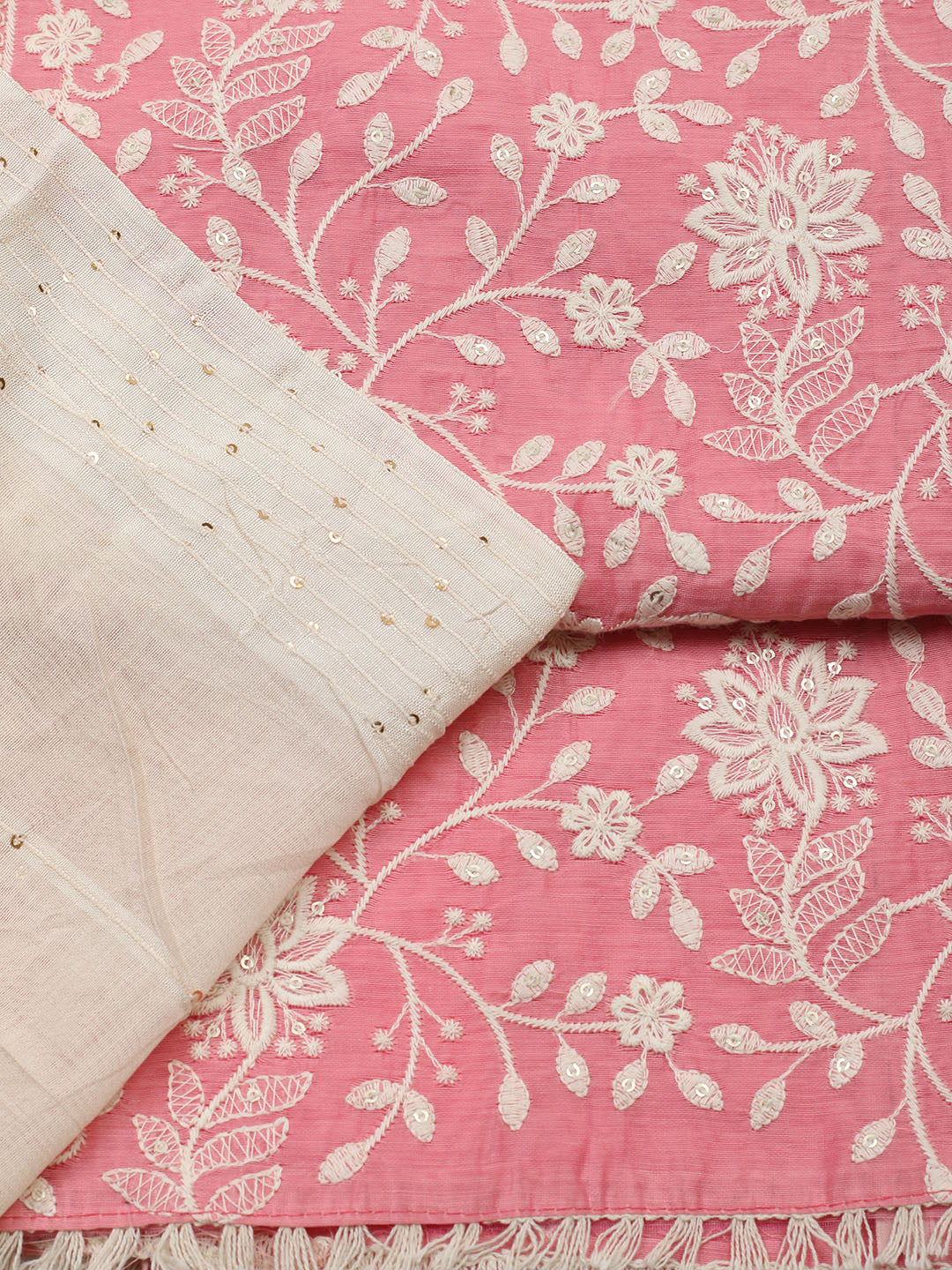Embroidered Cotton Blend Unstitched Suit With Pant &amp; Dupatta