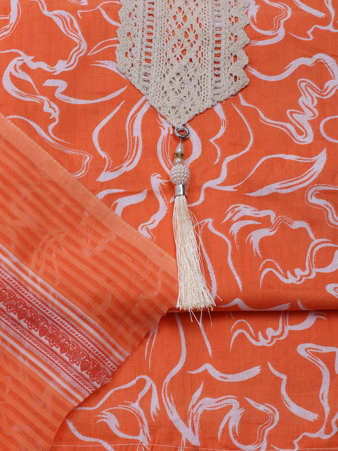 Printed Cotton Blend Unstitched Suit With Dupatta