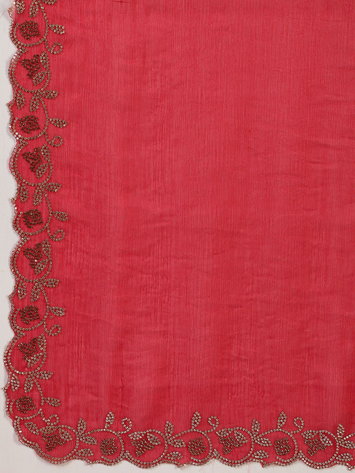 Embroidered Satin Saree