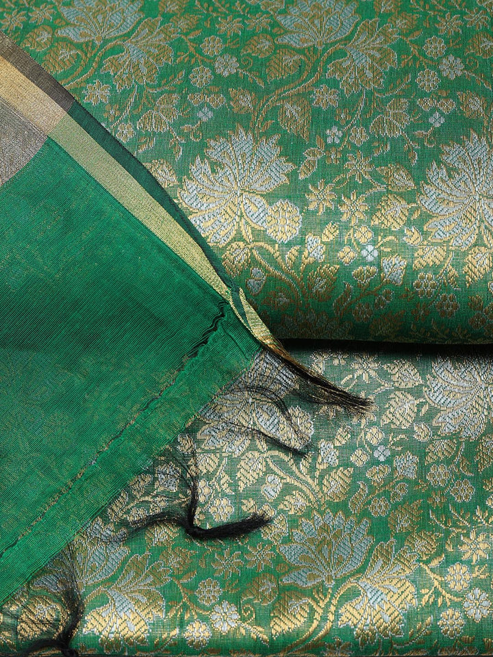 Banarasi Chanderi Unstitched Suit With Pant &amp; Dupatta