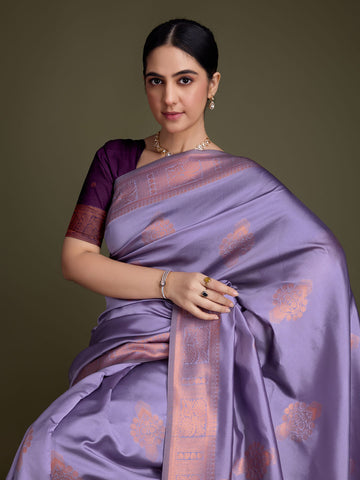 Zari Border Booti Art Silk Woven Saree