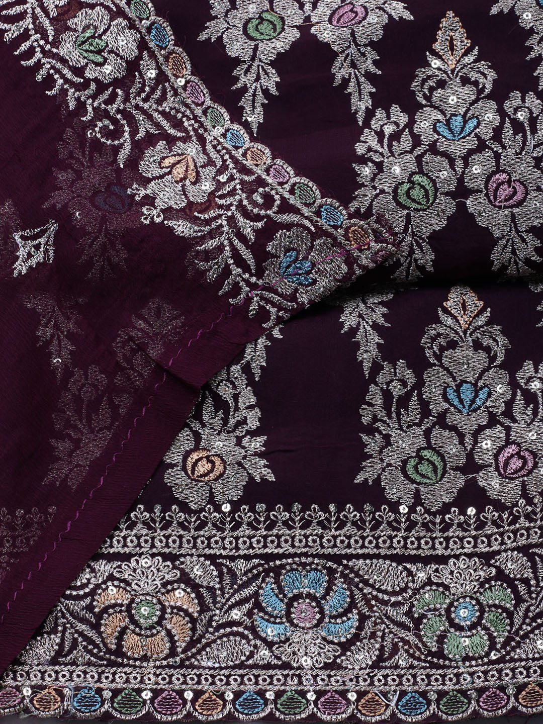 Embroirdred Oraganza Unstitched Suit With Dupatta