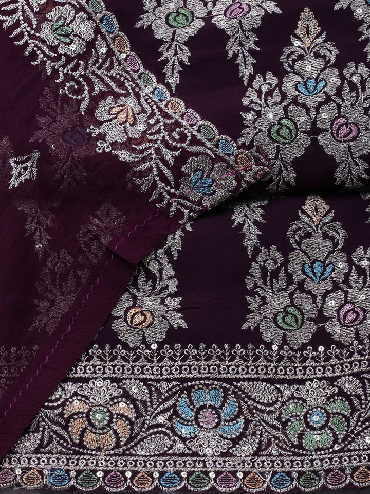 Embroirdred Organza Unstitched Suit With Dupatta