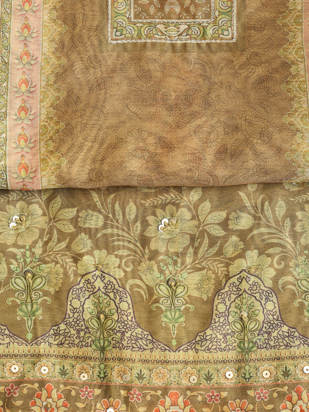 Printed Booti Chanderi Unstitched Suit With Dupatta