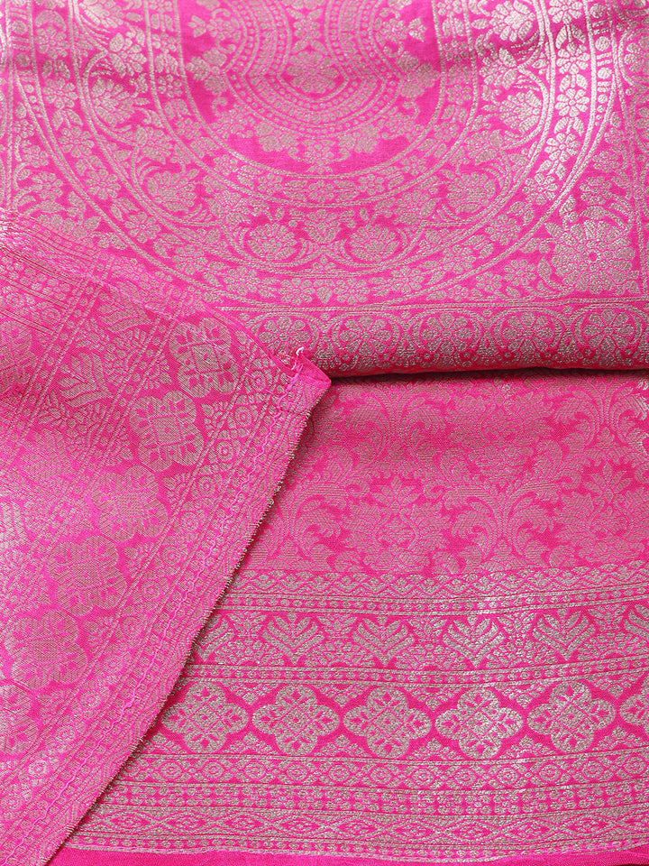 Woven Design Chanderi Unstitched Suit With Pant &amp; Dupatta