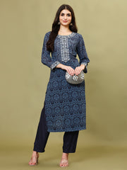 Neck Embroidery Georgette Kurti With Pants