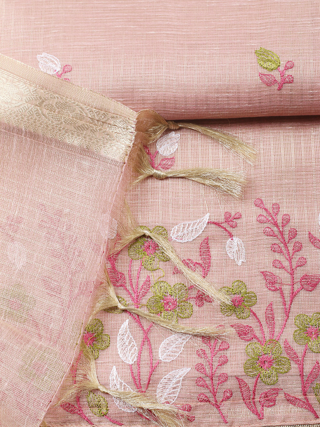 Embroidered Tissue Unstitched Suit With Pant &amp; Dupatta