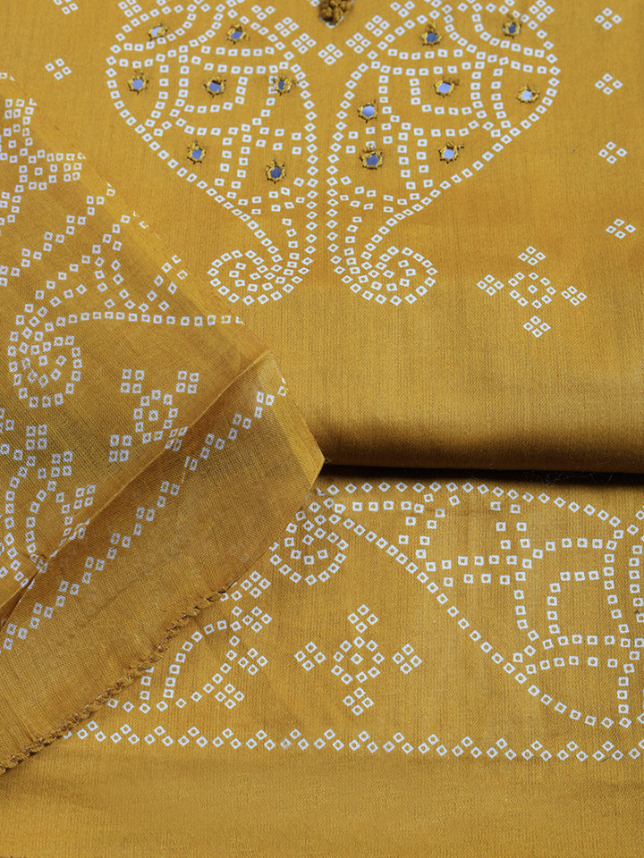 Printed Cotton Blend Unstitched Suit With Pant &amp; Dupatta