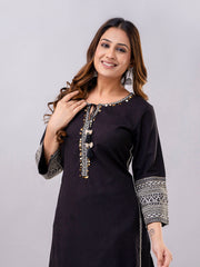 Neck Patti Cotton Kurta With Pants