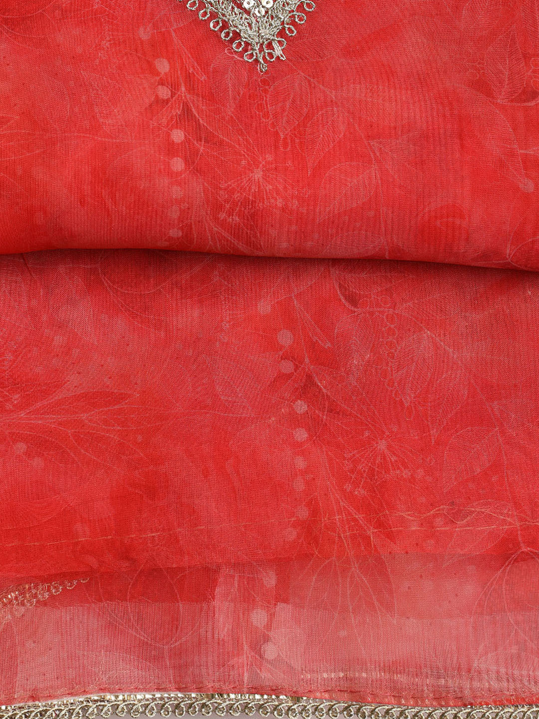 Neck Embroidered Organza Unstitched Suit With Dupatta