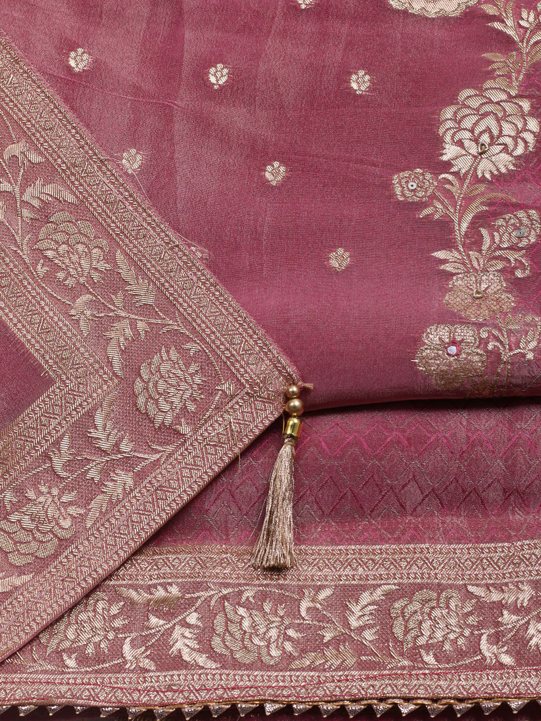 Woven Design Tissue Unstitched Suit With Dupatta