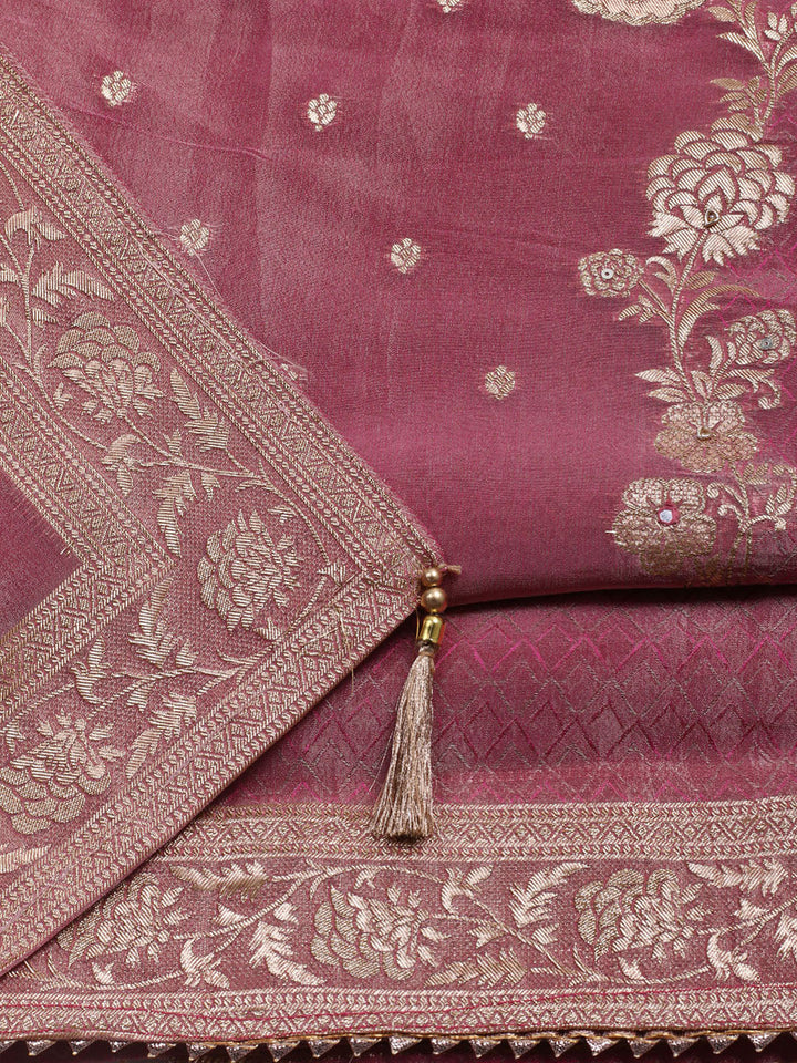 Woven Design Tissue Unstitched Suit With Dupatta