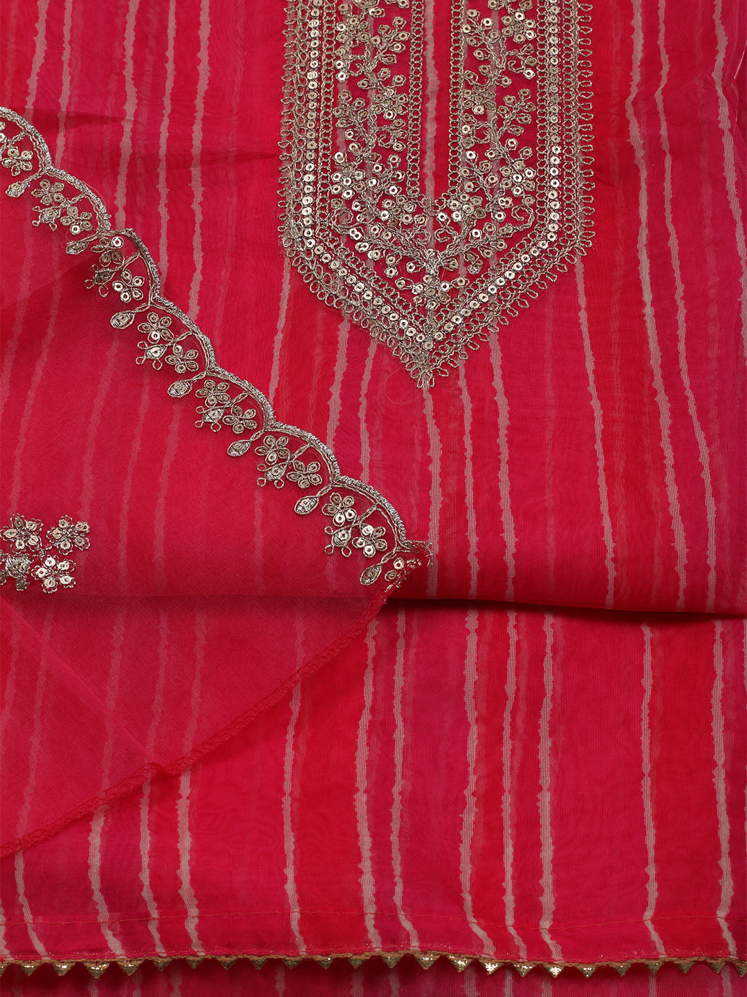 Embroidered Organza Unstitched Suit With Dupatta