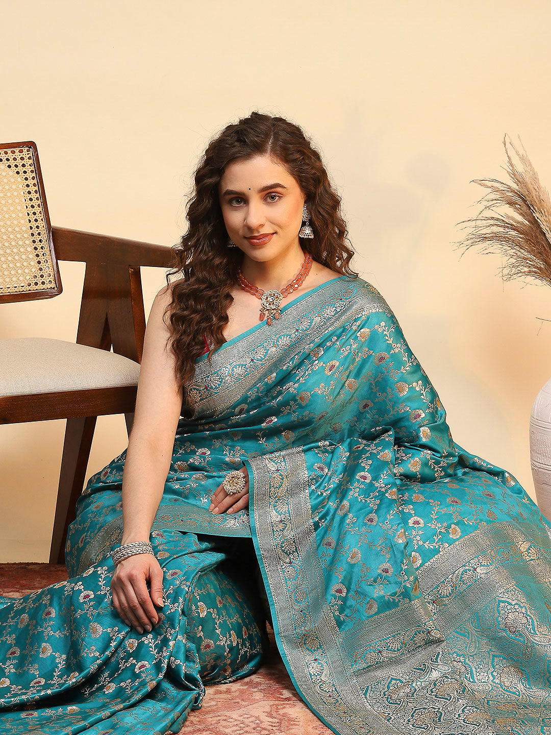 Woven Design Satin Saree
