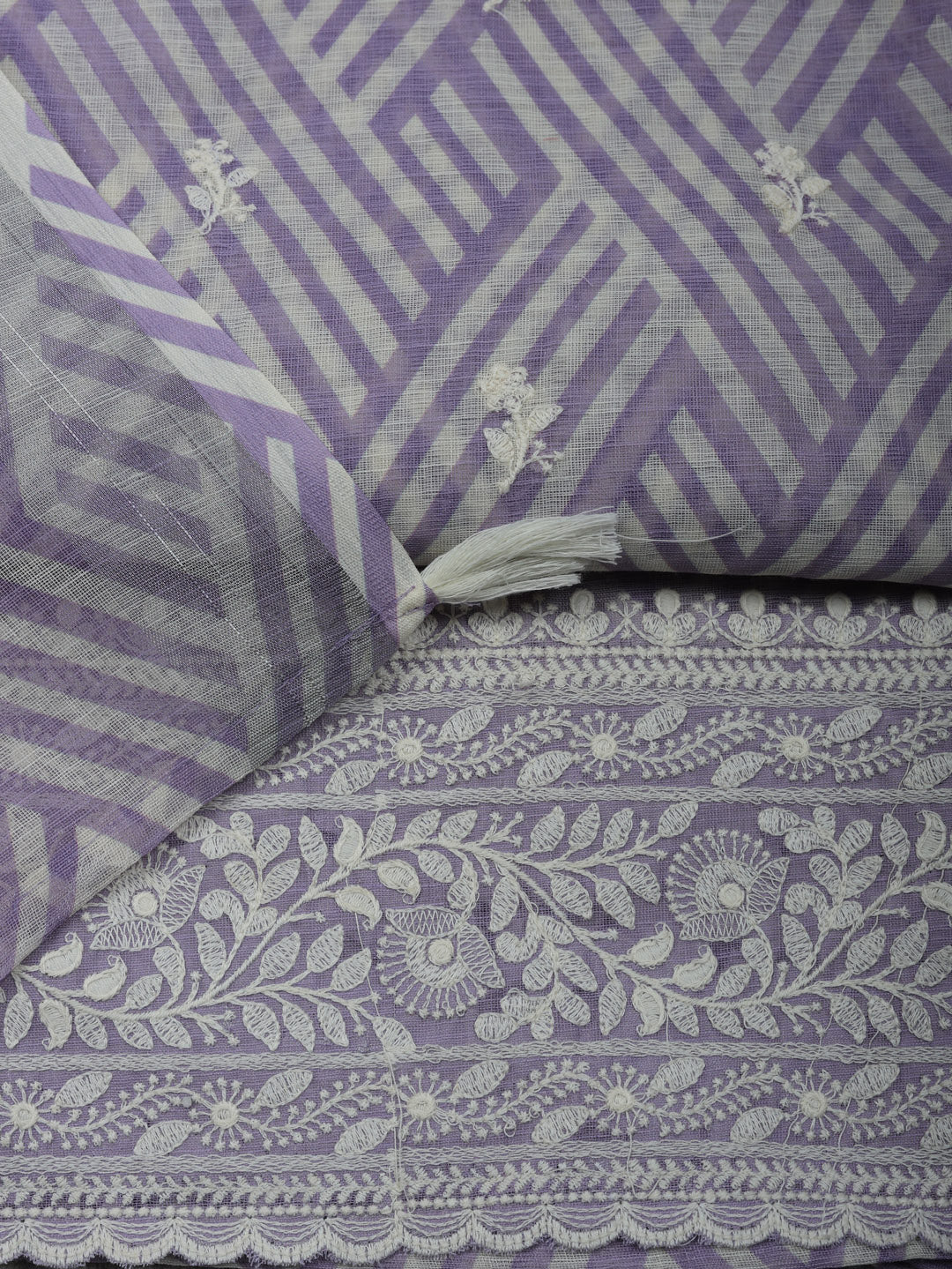 Embroidered Linen Blend Unstitched Suit With Pant &amp; Dupatta