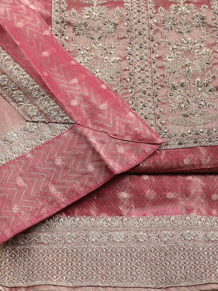 Banarasi Tissue Unstitched Suit With Dupatta