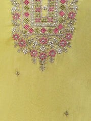 Neck Embroidery Organza Unstitched Suit Piece With Dupatta