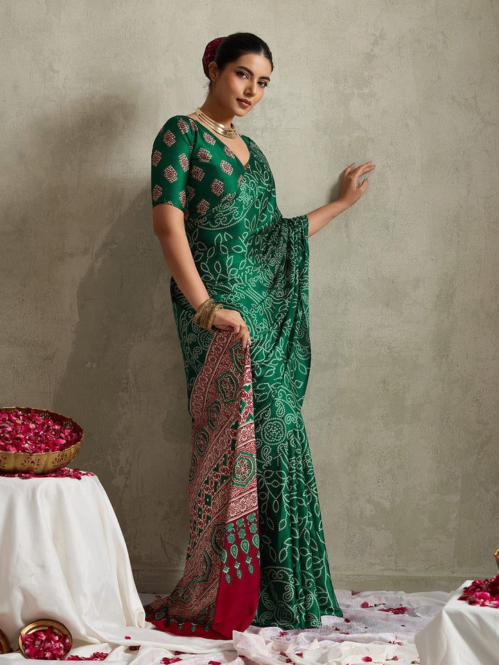 Printed Satin Saree