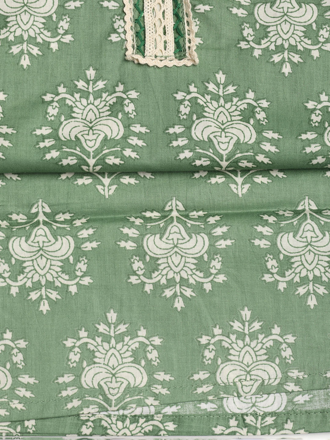 Patch Neck Cotton Blend Unstitched Suit With Dupatta