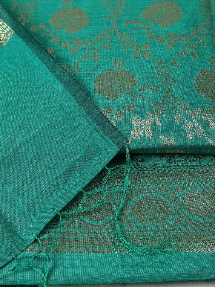 Woven Design Chanderi Unstitched Suit With Pant &amp; Dupatta