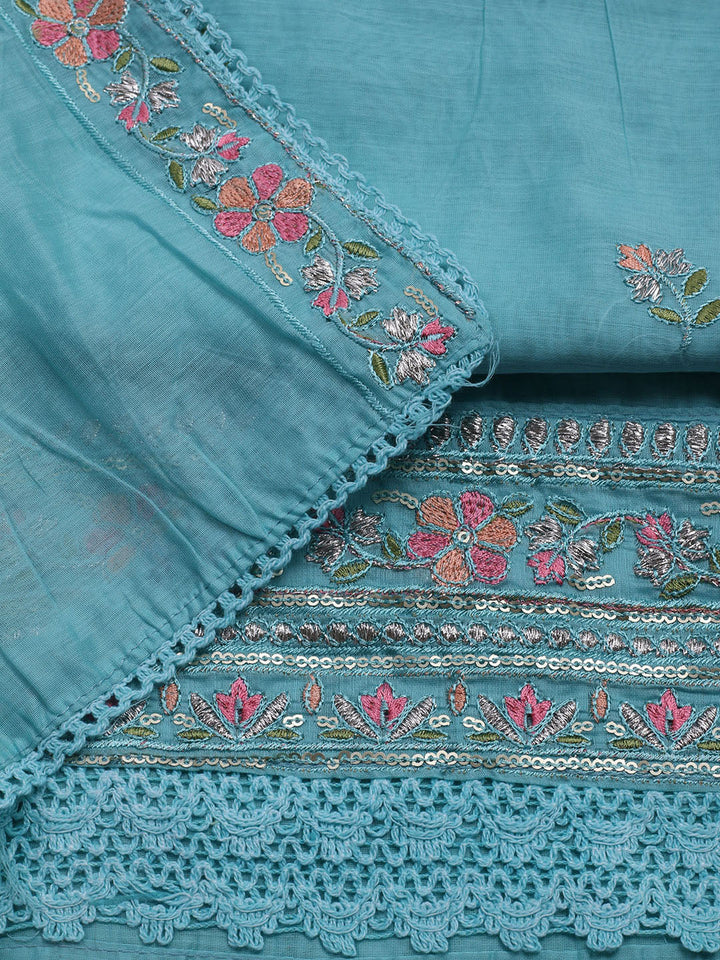 Embroidered Organza Unstitched Suit With Dupatta