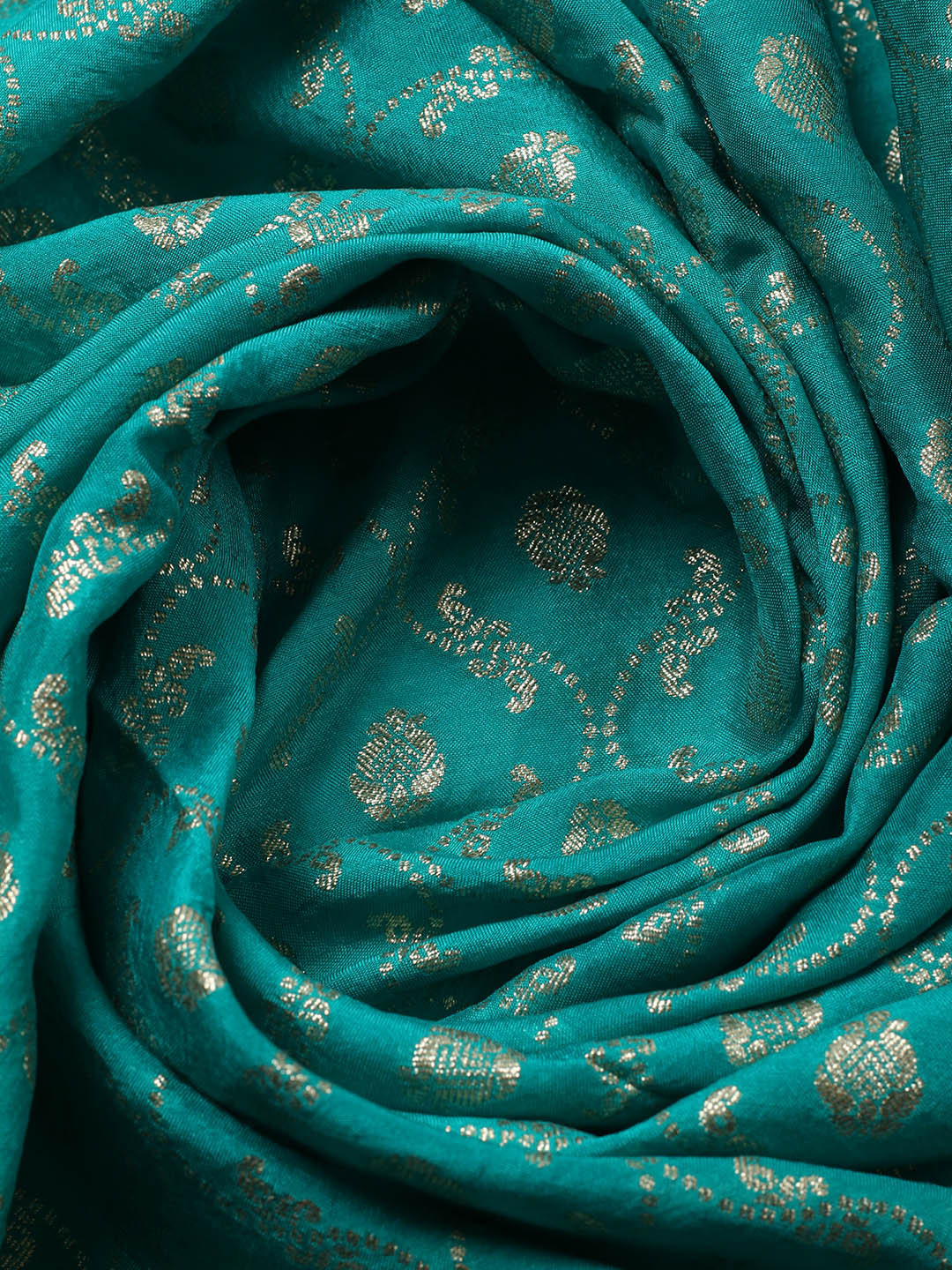Embroidered Chanderi Unstitched Suit With Pant &amp; Dupatta