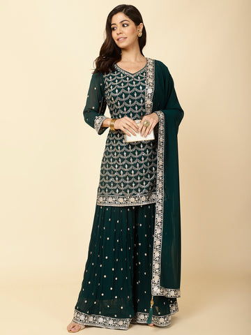 Sequence Embroidered Georgette Stitched Suit Set