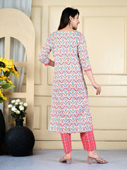 Printed Cotton Blend Kurta With Pants