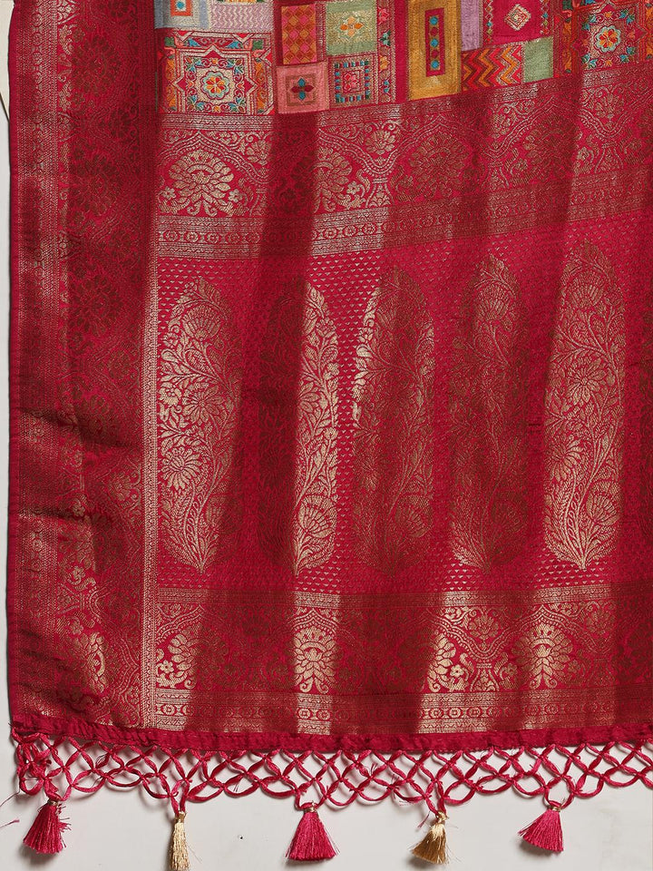 Woven Design Satin Saree