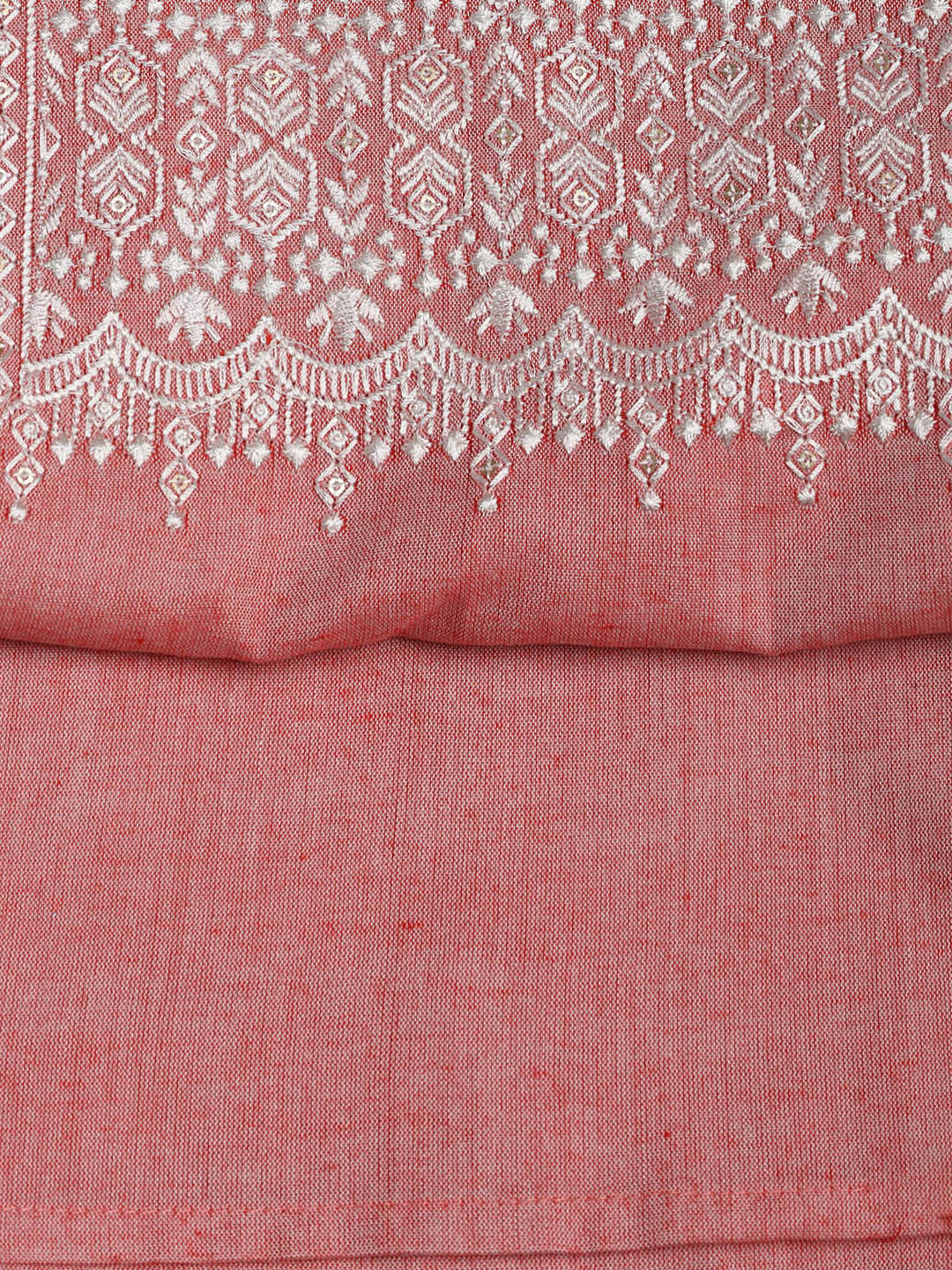 Embroidered Cotton Blend Unstitched Suit Piece With Dupatta