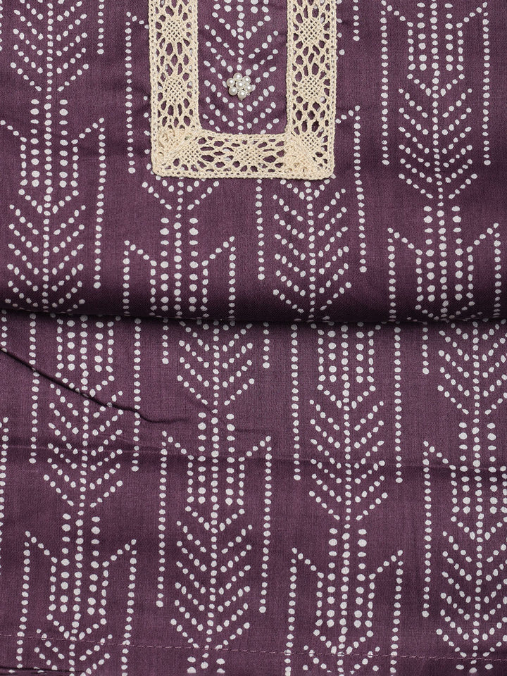 Printed Cotton Blend Unstitched Suit With Dupatta