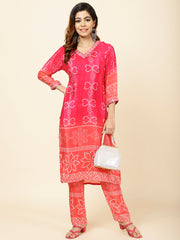 Bandhani Printed Crepe Kurta With Pants