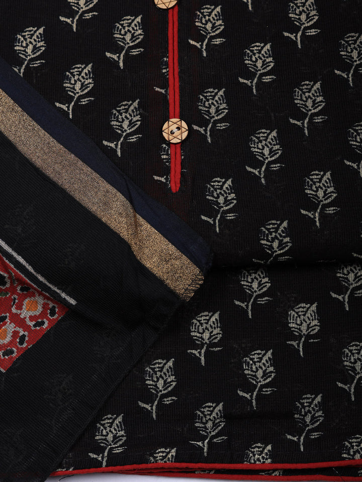 Embroidered Cotton Blend Unstitched Suit With Pant &amp; Dupatta