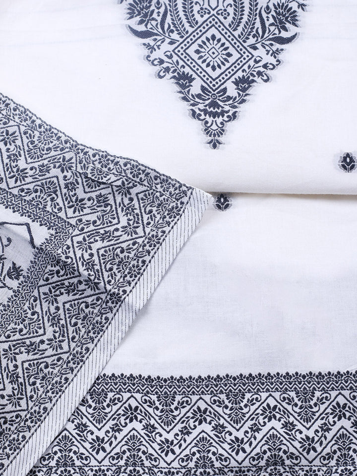 Woven Design Cotton Blend Unstitched Suit With Pant &amp; Dupatta