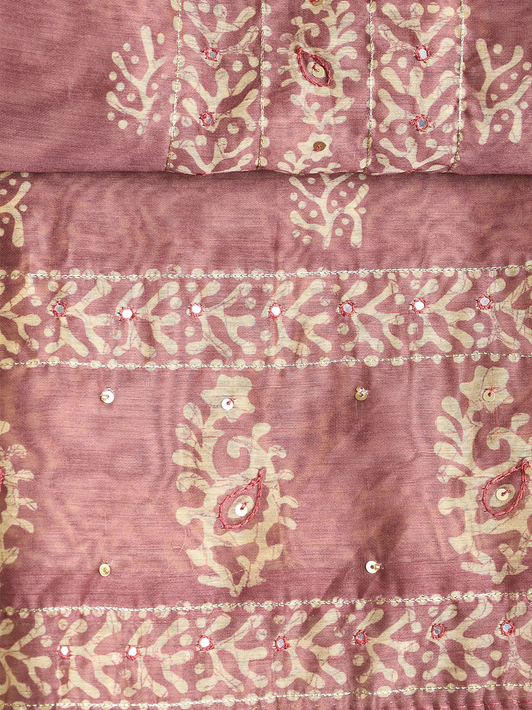 Embroidered Chanderi Unstitched Suit With Dupatta